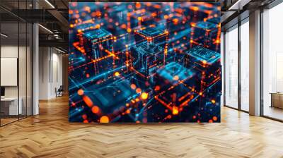 Decentralized storage solutions with blockchain. Wall mural