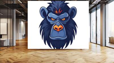 A professional and corporate-style baboon head mascot logo with clean design isolated on a transparent background Wall mural