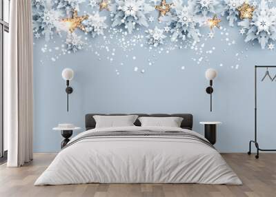 Realistic snow and stars Wall mural