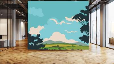 Retro style illustration Wall mural