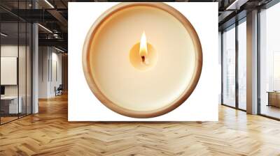 burning candle top view isolated on transparent background cutout Wall mural