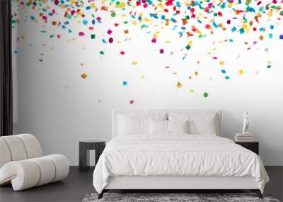 falling colorful confetti isolated on transparent background cutout Wall mural