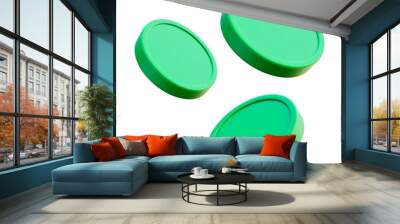 flying green coins 3d render icon isolated on transparent background cutout
 Wall mural