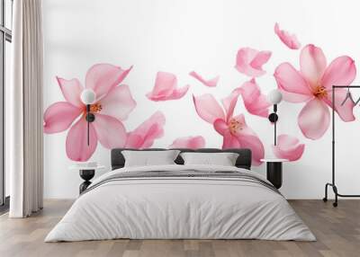 flying pink petals isolated on transparent background cutout Wall mural