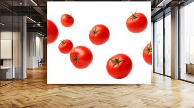 flying tomatoes isolated on transparent background cutout Wall mural