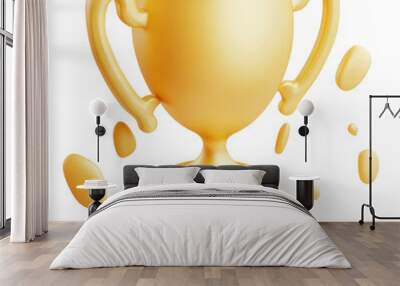 gold trophy cup 3d render icon isolated on transparent background cutout Wall mural