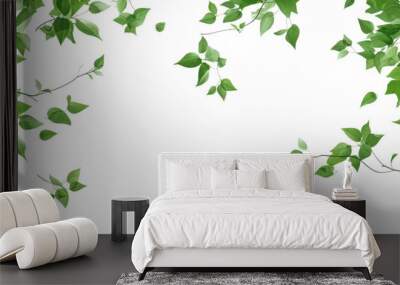 green leaves frame isolated on transparent background cutout Wall mural