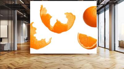 orange peels isolated on transparent background cutout Wall mural