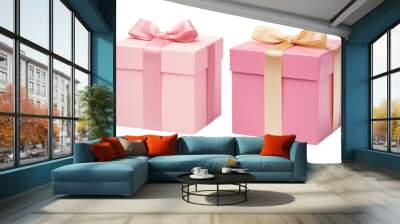 set of pink gift box isolated on transparent background cutout Wall mural