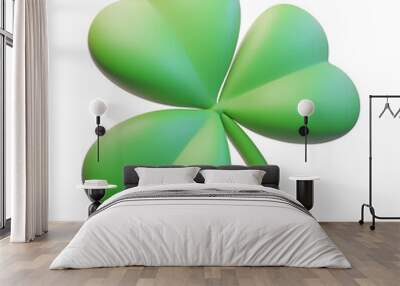 three leaf clover 3d render icon isolated on transparent background cutout Wall mural