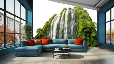 waterfall in the mountains isolated on transparent background cutout Wall mural