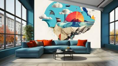 Brainstorm whit new creative ideas, art collage illustration Generative AI Wall mural