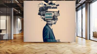 Manipulated by the media, Collage Art, vintage illustration Generative AI	 Wall mural