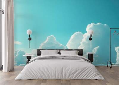 Blue sky cloud gradient light white background. Beauty dummer clear cloudy in sunshine calm bright winter air bacground. environment day horizon skyline view spring Wall mural