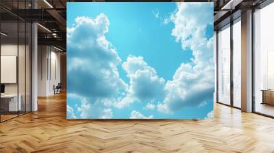 Blue sky cloud gradient light white background. Beauty dummer clear cloudy in sunshine calm bright winter air bacground. environment day horizon skyline view spring Wall mural