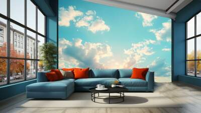 Blue sky cloud gradient light white background. Beauty dummer clear cloudy in sunshine calm bright winter air bacground. environment day horizon skyline view spring Wall mural