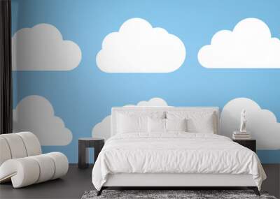 flat design of white clouds and Set of soft Clouds collection in flat design styles, cloud concepts, clouds elements Wall mural