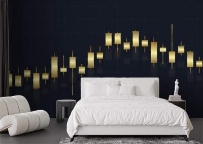 Gold and luxury Stock market charts and forex trading graph trend concept for financial investment or Economic trend business idea, Abstract finance background Wall mural