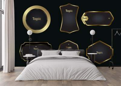 Groups of golden options vector, luxury, and premium options, set of three gold circles buttons infographic Wall mural