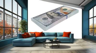 US Dollar bills stack on transparency background including clipping path, business and finance Wall mural