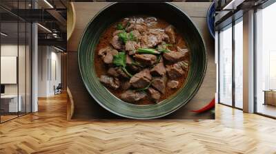 Gulai daging kambing is a popular Indonesian dish of beef curry from Padang, West Sumatra. goat curry spicy stew closeup culinary food photo Wall mural