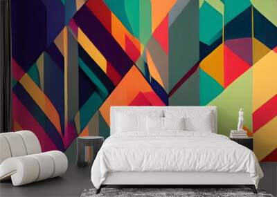 Colorful abstract geometric pattern design in retro style. Wall mural