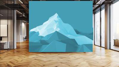 Low-poly image of a mountain with a white glacier at the top. 3d illustration Wall mural