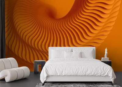 Orange abstract three-dimensional texture of the plurality of circular treads a twisting spiral. 3D illustration Wall mural