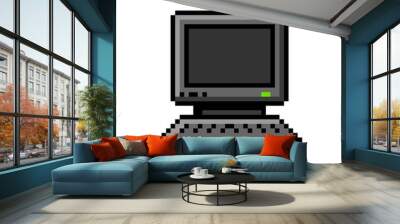 Pixelated computer with keyboard old modern - isolated vector illustration Wall mural