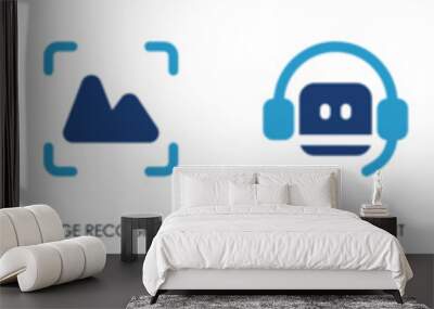 Artificial intelligence icon set. Containing machine learning, data science and so on. Flat information technology related icons. Wall mural