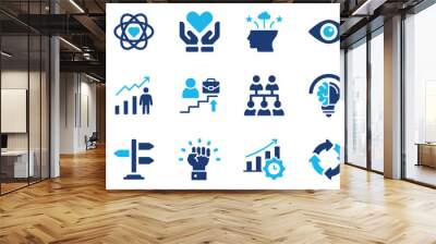 Business Ethics and Core Values Solid Icon Set vector design. Flat icons set. Wall mural