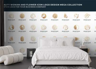 Collection of beauty woman logo design for salon, makeover, hair stylist, hair cut and etc. Wall mural