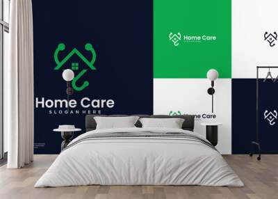 Creative Home Care and Stethoscope logo design template Wall mural