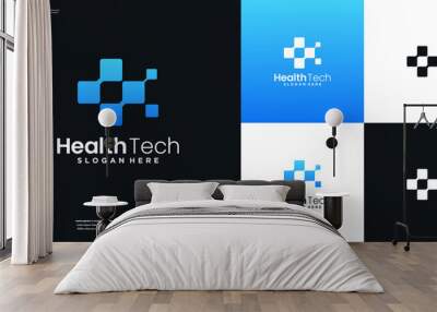 Digital technology medical health care logo design vector symbol icon illustration Wall mural