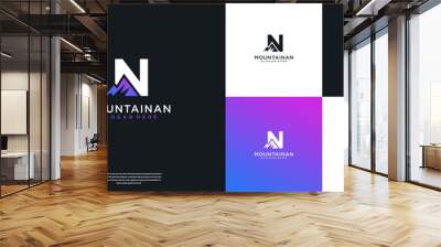 letter N and mountain minimal logo icon design template Wall mural