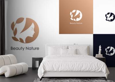 Luxury woman face beauty logo design template Wall mural