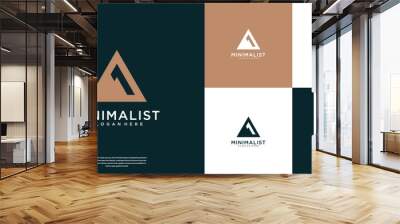 Minimalist mountain logo design template Wall mural