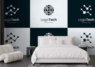 Technology logo collection. tech logo design templates Wall mural