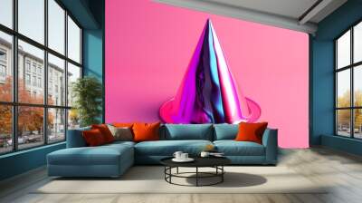 A shiny party cap with a sleek finish on a solid bright background Wall mural