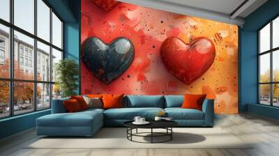 Charming repeating heart symbol pattern Wall mural