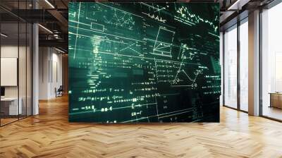 Complex math equations highlighted on a computer display, isolated against a plain background, sleek digital style 32k, full ultra hd, high resolution Wall mural