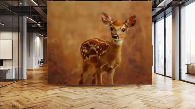 Gentle deer fawn on a soft brown background 32k, full ultra HD, high resolution Wall mural