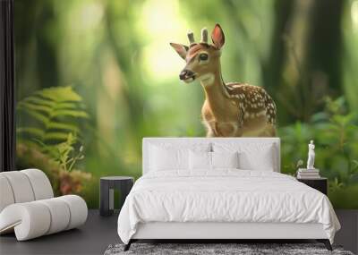 Sweet baby deer on a forest green background 32k, full ultra HD, high resolution Wall mural