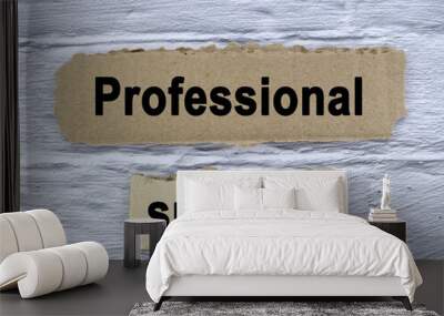 Professional success wording or text on ripped paper edge cardboard with grey background.Copy space and business concept. Wall mural