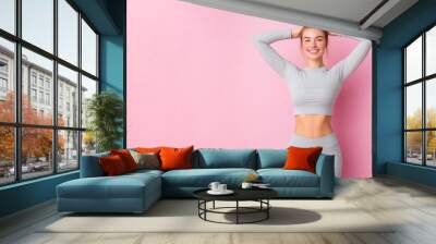 Germany fitness athlete woman exercising workout isolated with copy space Wall mural