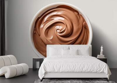 Melted chocolate in a white glass bowl, creamy pure cocoa top view Wall mural