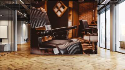 Barbershop armchair. Modern hairdresser Wall mural