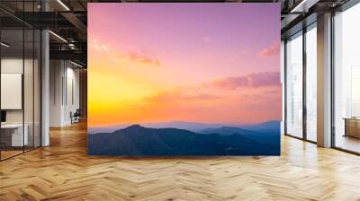 Beautiful aerial view nature landscape of Thailand, amazing sunset Phang Nga bay tropical tree Wall mural