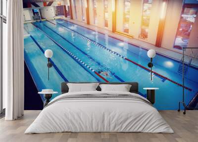 design of swimming pool in modern gym Wall mural