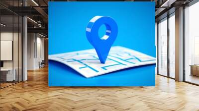 Blue Pin GPS location symbol icon sign maps. Place Business location. route graphic road mark destination, Generative AI Wall mural